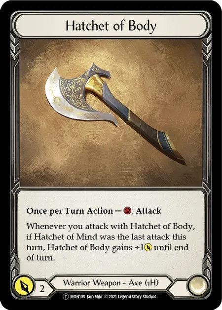 [U-MON105]Hatchet of Body[Tokens]（Monarch Unlimited Edition Warrior Weapon 1H Axe）【FleshandBlood FaB】