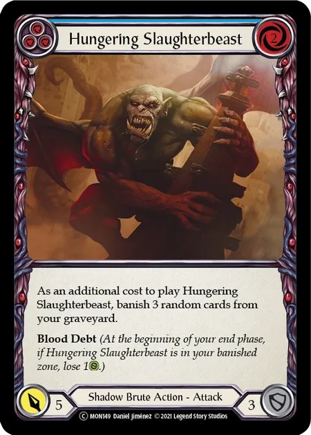 [U-MON149]Hungering Slaughterbeast[Common]（Monarch Unlimited Edition Shadow Brute Action Attack Blue）【FleshandBlood FaB】