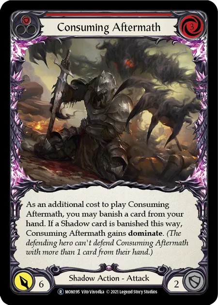 [U-MON195]Consuming Aftermath[Rare]（Monarch Unlimited Edition Shadow NotClassed Action Attack Red）【FleshandBlood FaB】
