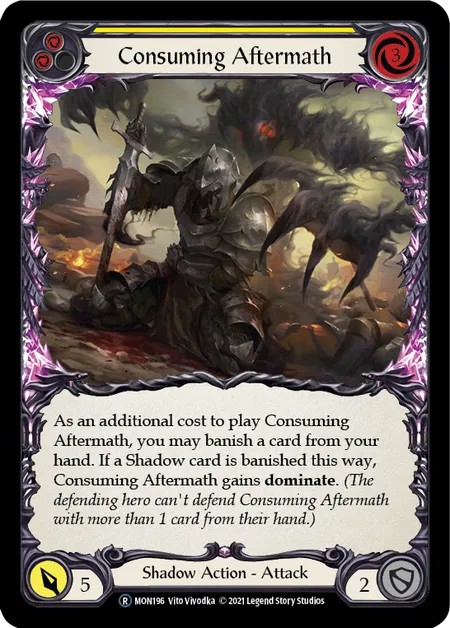 [U-MON196]Consuming Aftermath[Rare]（Monarch Unlimited Edition Shadow NotClassed Action Attack Yellow）【FleshandBlood FaB】