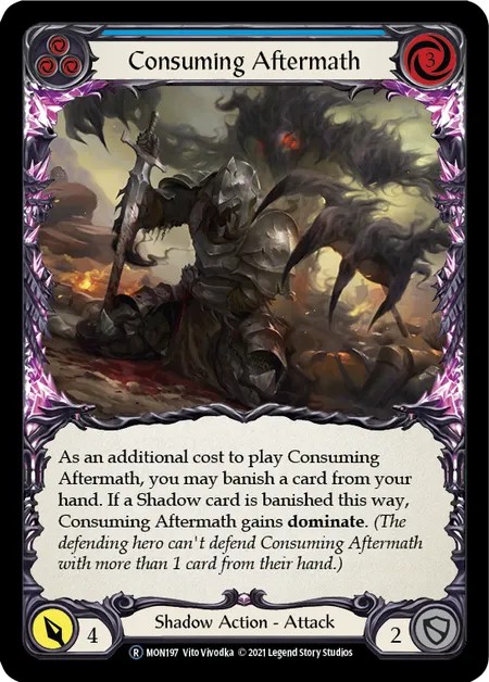 [U-MON197]Consuming Aftermath[Rare]（Monarch Unlimited Edition Shadow NotClassed Action Attack Blue）【FleshandBlood FaB】