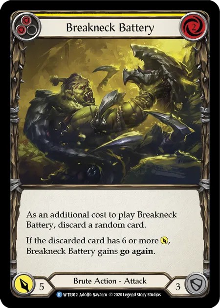 [U-WTR012-Rainbow Foil]Breakneck Battery[Rare]（Welcome to Rathe Unlimited Edition Brute Action Attack Yellow）【FleshandBlood FaB】