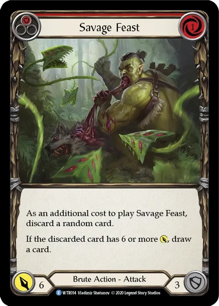[U-WTR014-Rainbow Foil]Savage Feast[Rare]（Welcome to Rathe Unlimited Edition Brute Action Attack Red）【FleshandBlood FaB】
