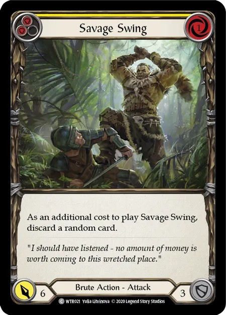 [U-WTR021]Savage Swing[Common]（Welcome to Rathe Unlimited Edition Brute Action Attack Yellow）【FleshandBlood FaB】