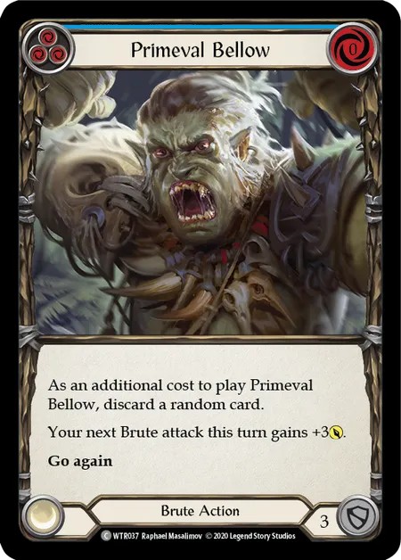 [U-WTR037]Primeval Bellow[Common]（Welcome to Rathe Unlimited Edition Brute Action Non-Attack Blue）【FleshandBlood FaB】