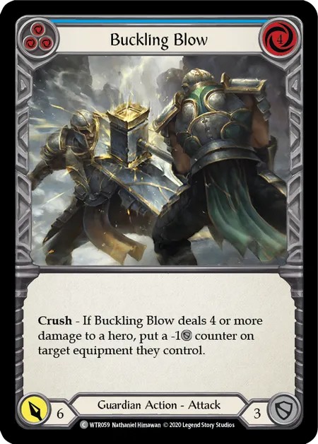 [U-WTR059]Buckling Blow[Common]（Welcome to Rathe Unlimited Edition Guardian Action Attack Blue）【FleshandBlood FaB】