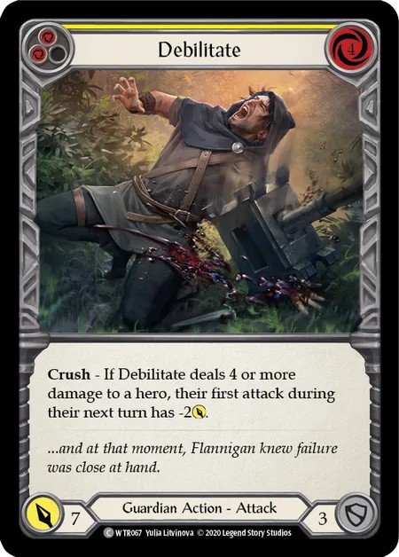 [U-WTR067]Debilitate[Common]（Welcome to Rathe Unlimited Edition Guardian Action Attack Yellow）【FleshandBlood FaB】
