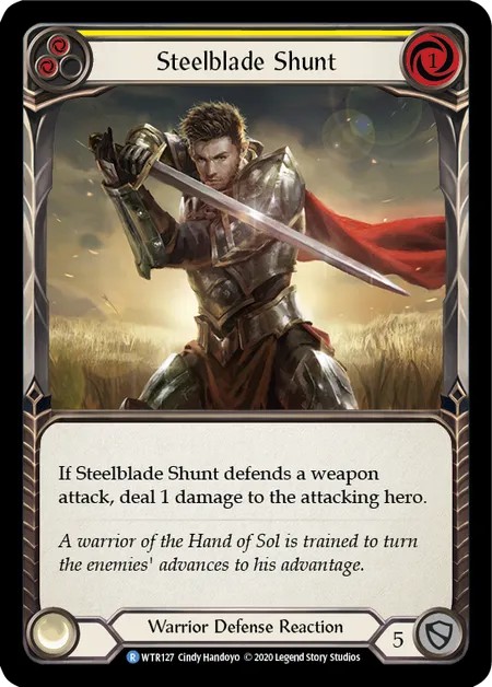 [U-WTR127]Steelblade Shunt[Rare]（Welcome to Rathe Unlimited Edition Warrior Defense Reaction Yellow）【FleshandBlood FaB】