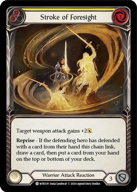 [U-WTR139-Rainbow Foil]Stroke of Foresight[Common]（Welcome to Rathe Unlimited Edition Warrior Attack Reaction Yellow）【FleshandBlood FaB】