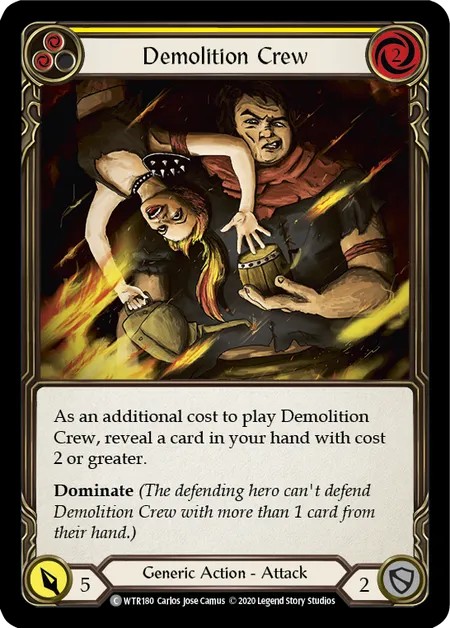 [U-WTR180]Demolition Crew[Common]（Welcome to Rathe Unlimited Edition Generic Action Attack Yellow）【FleshandBlood FaB】