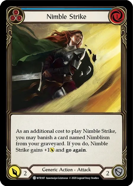 [U-WTR187-Rainbow Foil]Nimble Strike[Common]（Welcome to Rathe Unlimited Edition Generic Action Attack Blue）【FleshandBlood FaB】