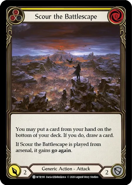 [U-WTR195-Rainbow Foil]Scour the Battlescape[Common]（Welcome to Rathe Unlimited Edition Generic Action Attack Yellow）【FleshandBlood FaB】