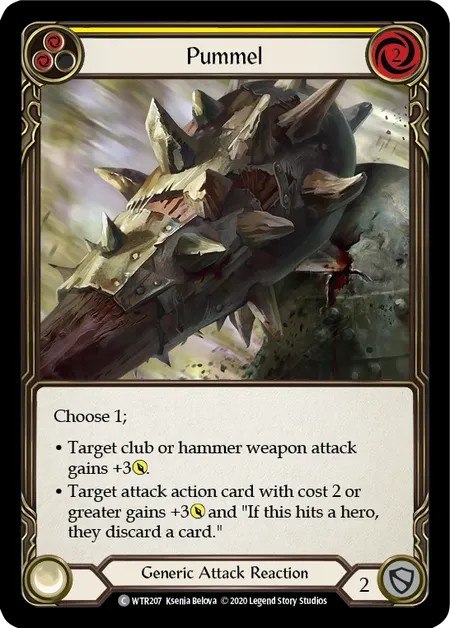 [U-WTR207]Pummel[Common]（Welcome to Rathe Unlimited Edition Generic Attack Reaction Yellow）【FleshandBlood FaB】