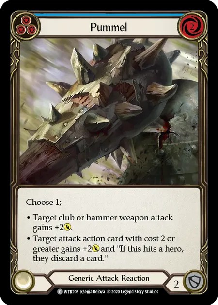 [U-WTR208]Pummel[Common]（Welcome to Rathe Unlimited Edition Generic Attack Reaction Blue）【FleshandBlood FaB】