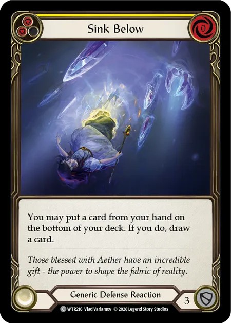 [U-WTR216]Sink Below[Common]（Welcome to Rathe Unlimited Edition Generic Defense Reaction Yellow）【FleshandBlood FaB】