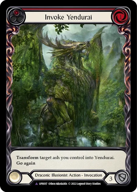 [UPR017-Cold Foil]Invoke Yendurai[Rare]（Dynasty Draconic Illusionist Action Invocation Non-Attack Red）【FleshandBlood FaB】