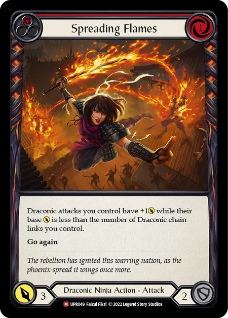 [UPR049-Rainbow Foil]Spreading Flames[Majestic]（Dynasty Draconic Ninja Action Attack Red）【FleshandBlood FaB】