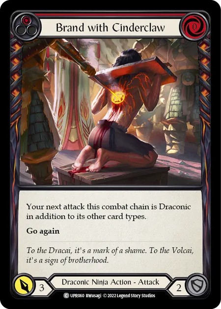 [UPR060]Brand with Cinderclaw[Common]（Dynasty Draconic Ninja Action Attack Red）【FleshandBlood FaB】