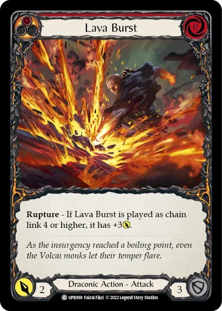 [UPR098-Rainbow Foil]Lava Burst[Common]（Dynasty Draconic NotClassed Action Attack Red）【FleshandBlood FaB】