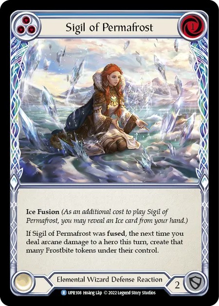 [UPR108]Sigil of Permafrost[Rare]（Dynasty Elemental,Ice Wizard Defense Reaction Blue）【FleshandBlood FaB】