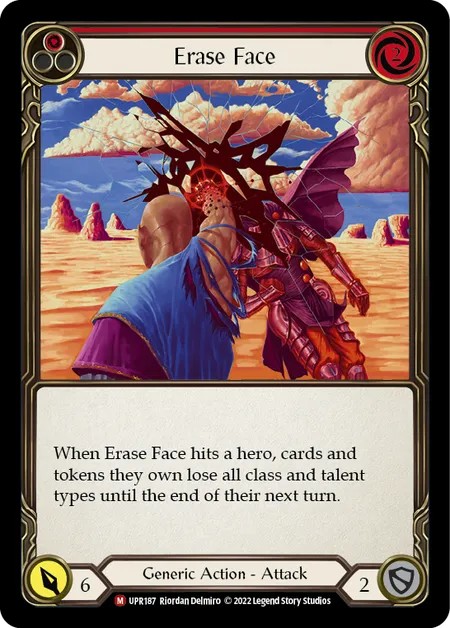 [UPR187-Rainbow Foil]Erase Face[Majestic]（Dynasty Generic Action Attack Red）【FleshandBlood FaB】