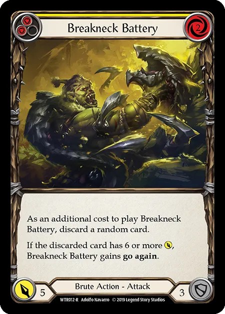 [WTR012-R]Breakneck Battery[Rare]（Welcome to Rathe Alpha Print Brute Action Attack Yellow）【FleshandBlood FaB】
