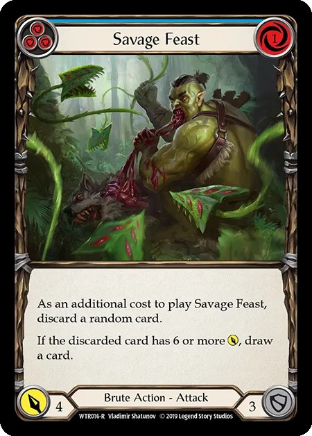 [WTR016-R]Savage Feast[Rare]（Welcome to Rathe Alpha Print Brute Action Attack Blue）【FleshandBlood FaB】
