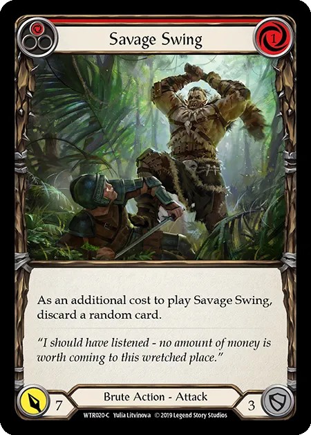 [WTR020-C]Savage Swing[Common]（Welcome to Rathe Alpha Print Brute Action Attack Red）【FleshandBlood FaB】