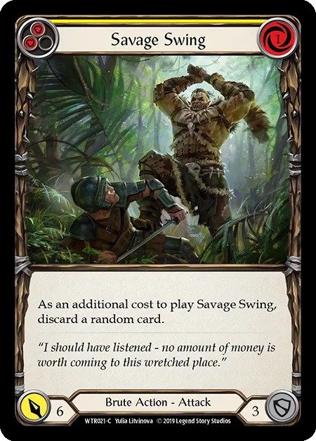 [WTR021-C]Savage Swing[Common]（Welcome to Rathe Alpha Print Brute Action Attack Yellow）【FleshandBlood FaB】