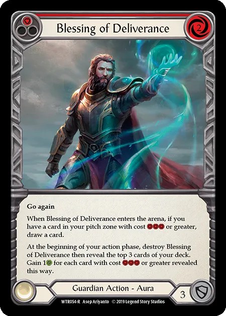 [WTR054-R-Rainbow Foil]Blessing of Deliverance[Rare]（Welcome to Rathe Alpha Print Guardian Action Aura Non-Attack Red）【FleshandBlood FaB】