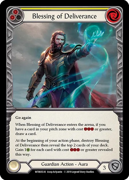 [WTR055-R]Blessing of Deliverance[Rare]（Welcome to Rathe Alpha Print Guardian Action Aura Non-Attack Yellow）【FleshandBlood FaB】