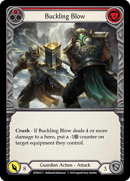 [WTR057-C]Buckling Blow[Common]（Welcome to Rathe Alpha Print Guardian Action Attack Red）【FleshandBlood FaB】