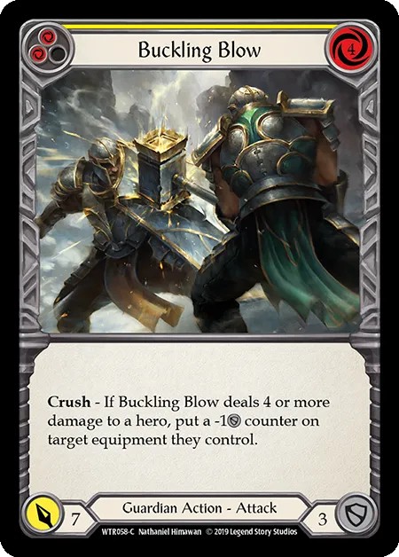 [WTR058-C]Buckling Blow[Common]（Welcome to Rathe Alpha Print Guardian Action Attack Yellow）【FleshandBlood FaB】