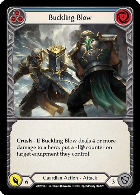 [WTR059-C]Buckling Blow[Common]（Welcome to Rathe Alpha Print Guardian Action Attack Blue）【FleshandBlood FaB】