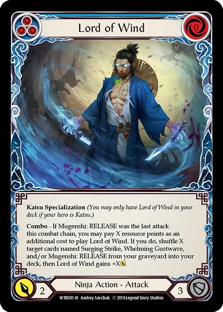 [WTR081-M-Rainbow Foil]Lord of Wind[Majestic]（Welcome to Rathe Alpha Print Ninja Action Attack Blue）【FleshandBlood FaB】