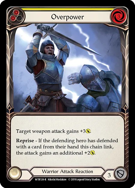 [WTR124-R]Overpower[Rare]（Welcome to Rathe Alpha Print Warrior Attack Reaction Yellow）【FleshandBlood FaB】