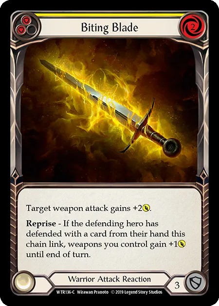 [WTR136-C]Biting Blade[Common]（Welcome to Rathe Alpha Print Warrior Attack Reaction Yellow）【FleshandBlood FaB】