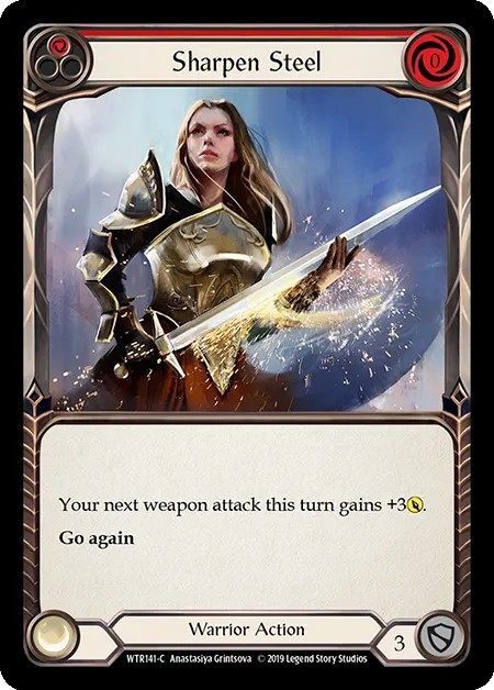 [WTR141-C]Sharpen Steel[Common]（Welcome to Rathe Alpha Print Warrior Action Non-Attack Red）【FleshandBlood FaB】
