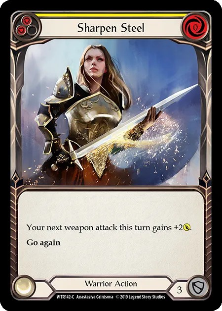 [WTR142-C]Sharpen Steel[Common]（Welcome to Rathe Alpha Print Warrior Action Non-Attack Yellow）【FleshandBlood FaB】