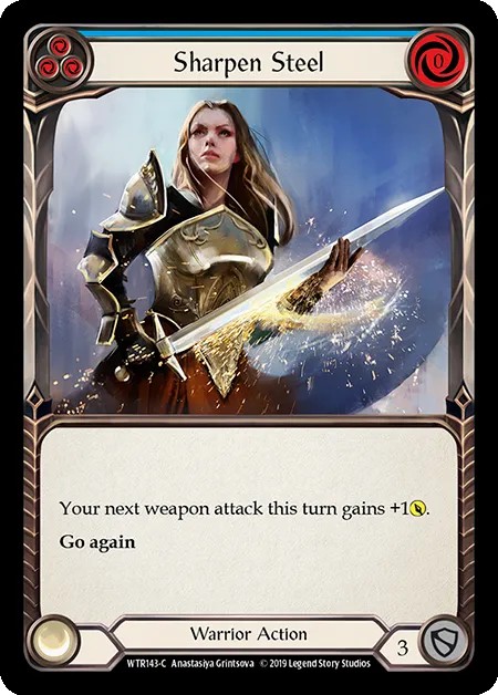 [WTR143-C]Sharpen Steel[Common]（Welcome to Rathe Alpha Print Warrior Action Non-Attack Blue）【FleshandBlood FaB】
