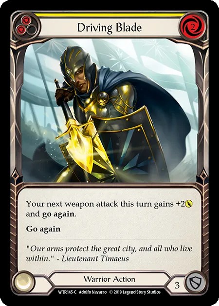 [WTR145-C]Driving Blade[Common]（Welcome to Rathe Alpha Print Warrior Action Non-Attack Yellow）【FleshandBlood FaB】