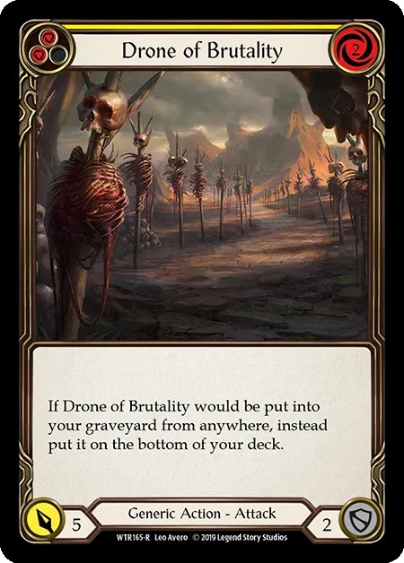 [WTR165-R]Drone of Brutality[Rare]（Welcome to Rathe Alpha Print Generic Action Attack Yellow）【FleshandBlood FaB】