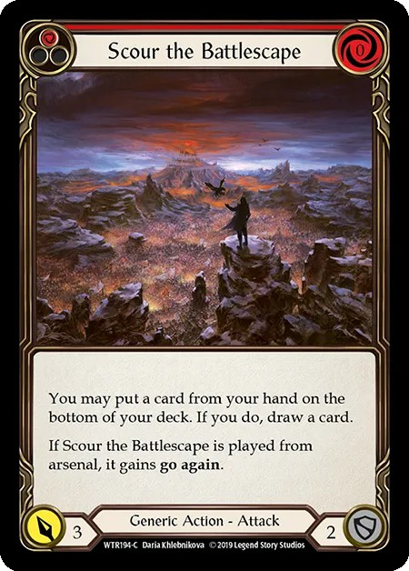 [WTR194-C-Rainbow Foil]Scour the Battlescape[Common]（Welcome to Rathe Alpha Print Generic Action Attack Red）【FleshandBlood FaB】