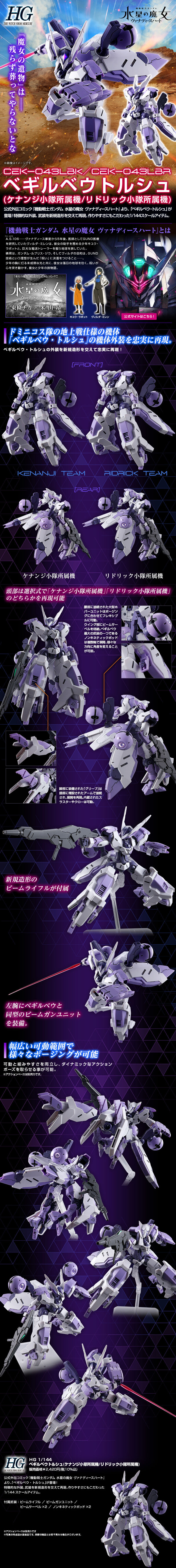 HG 1/144 ベギルベウトルシュ(ケナンジ小隊所属機/リドリック小隊所属機) 公式商品説明（画像）